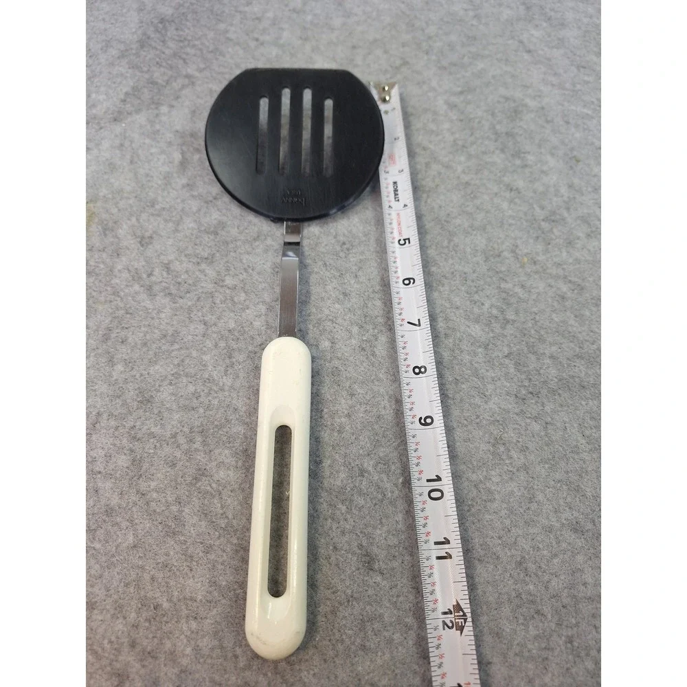 Bonny USA Vintage Slotted Spatula Black Nylon Stainless Steel White Handle
